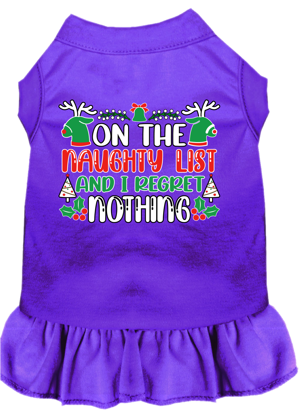 I Regret Nothing Screen Print Dog Dress Purple Size MD